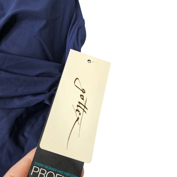 NEW Profile Gottex 10 Navy Blue One Piece Swimsuit Beach Pool Classic Coastal - Picture 2 of 4